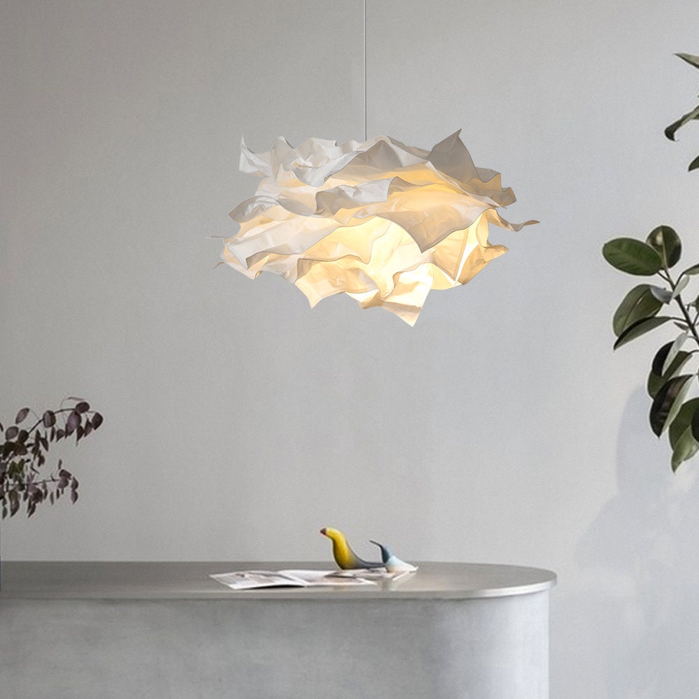 Weiße Wolken-Pendelleuchten aus Stoff, kreativer Origami-Kronleuchter