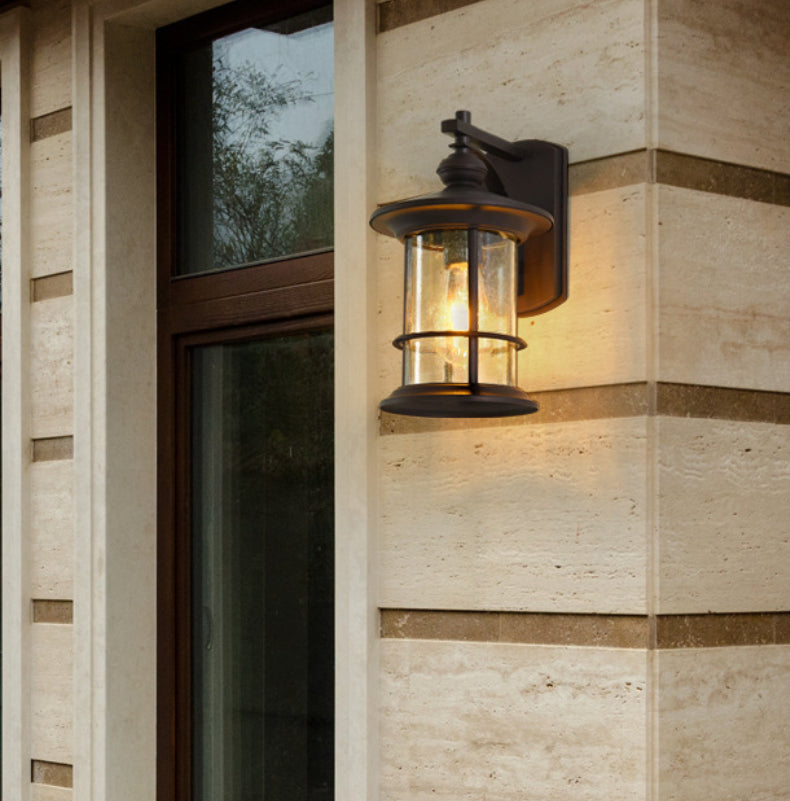Wandleuchte für den Außenbereich, klares Glas, zylindrische Wandleuchte