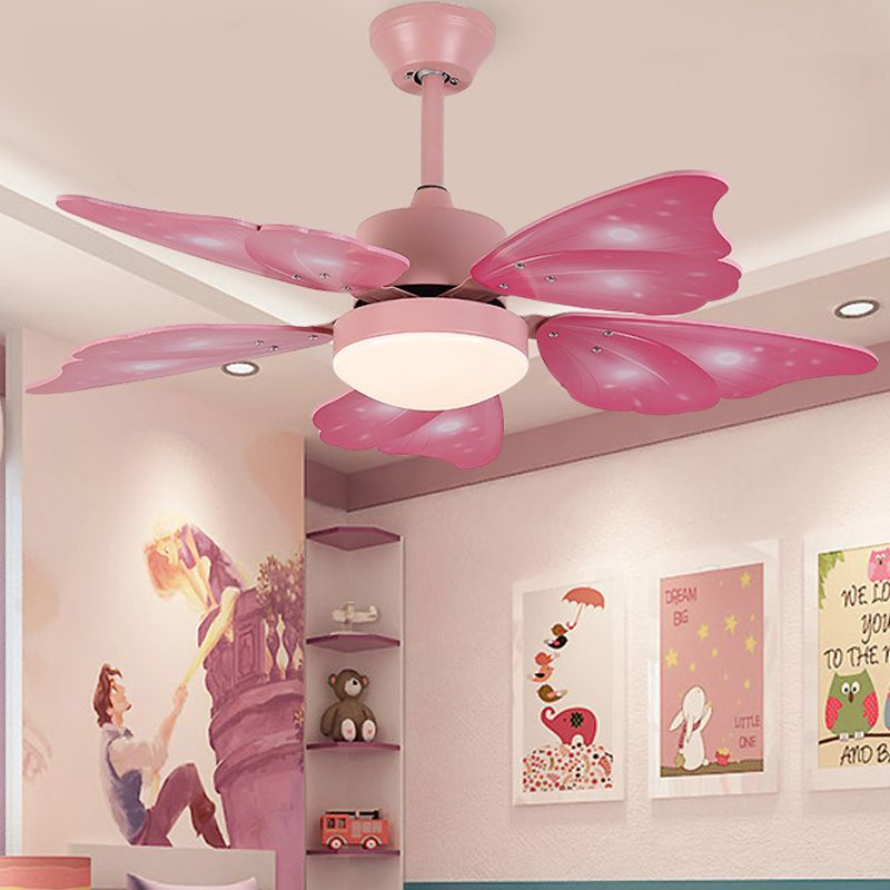 LED-Acryl-Deckenventilatoren für Kinder, Rosa/Blau, 5 Schmetterlingsflügel, Schlafzimmer, 106,7 cm breit