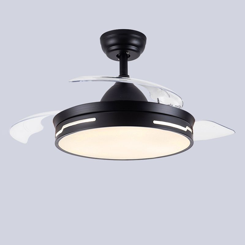 LED-Deckenventilatorleuchte „Drum“ für den Innenbereich in Schwarz/Weiß