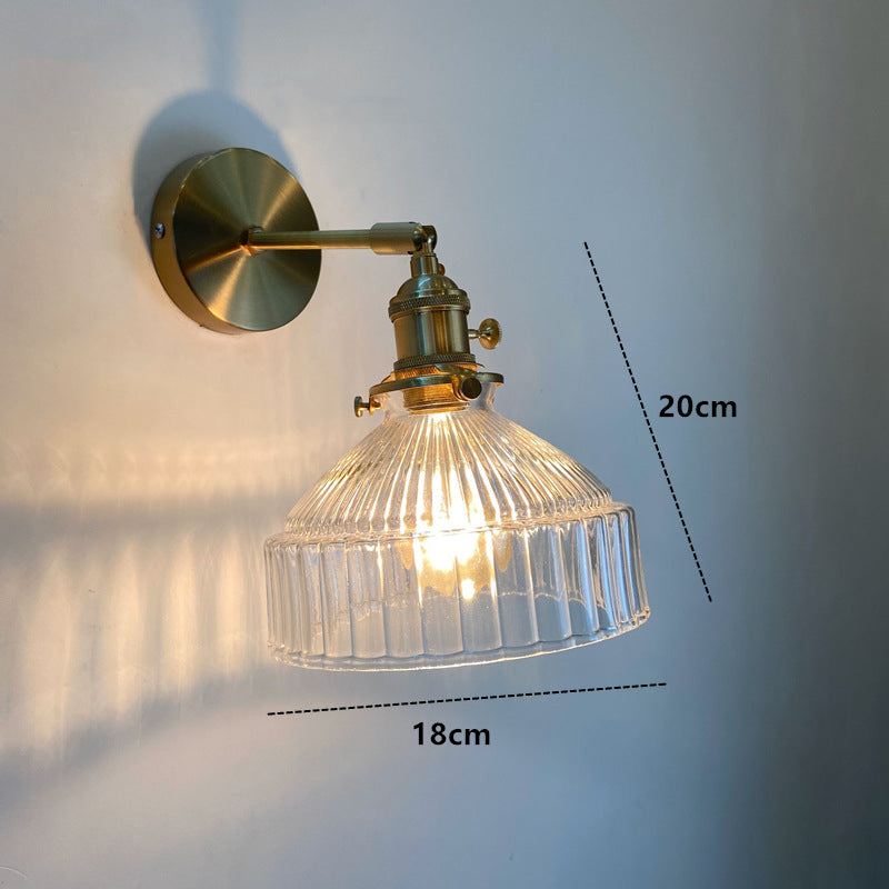 Wandleuchte aus geripptem Glas in Goldoptik für Schlafzimmer